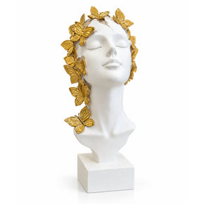 Skulptur Frau, Schmetterling Butterfly weiß